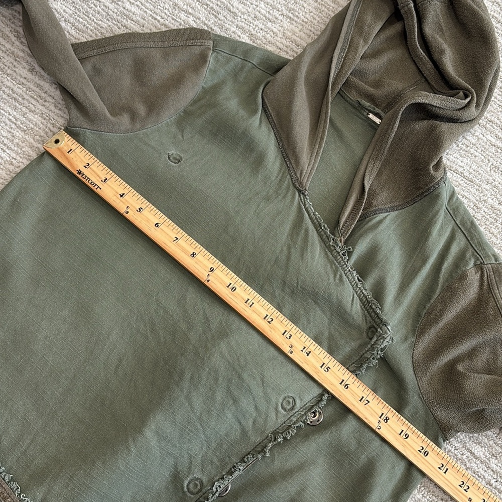 Free People Hooded Snap Draped Cardigan Jacket Size M Linen French Terry Mix - Picture 7 of 15